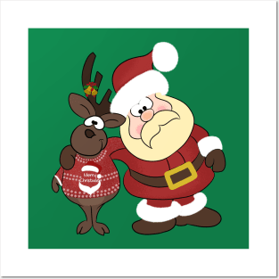 Santa and Raindeer Posters and Art